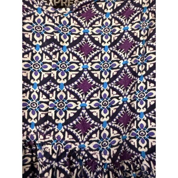 Express Purple Geometric Printed Sleeveless Sundress Small Spaghetti Straps Rayo - Picture 4 of 8